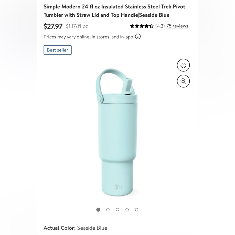 Simple Modern 24 fl oz tumbler Seaside Blue NWT
